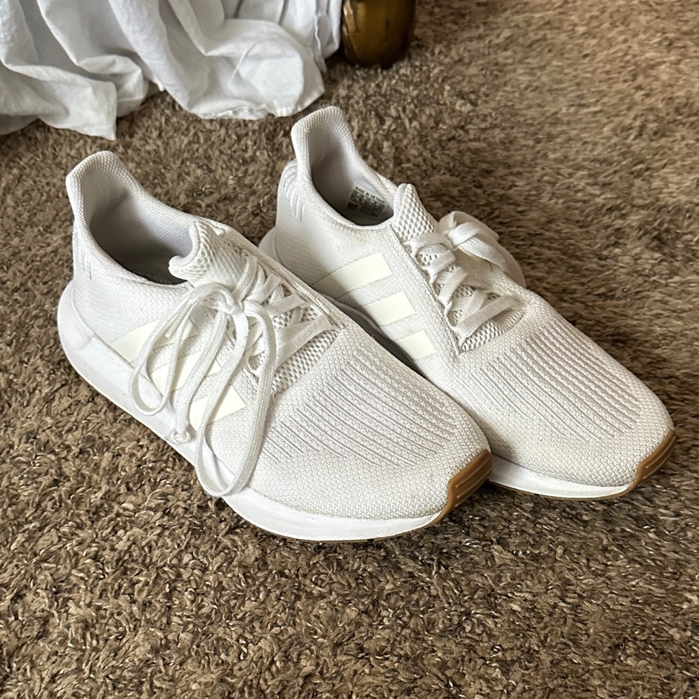 Adidas White and Tan Sole Sneakers